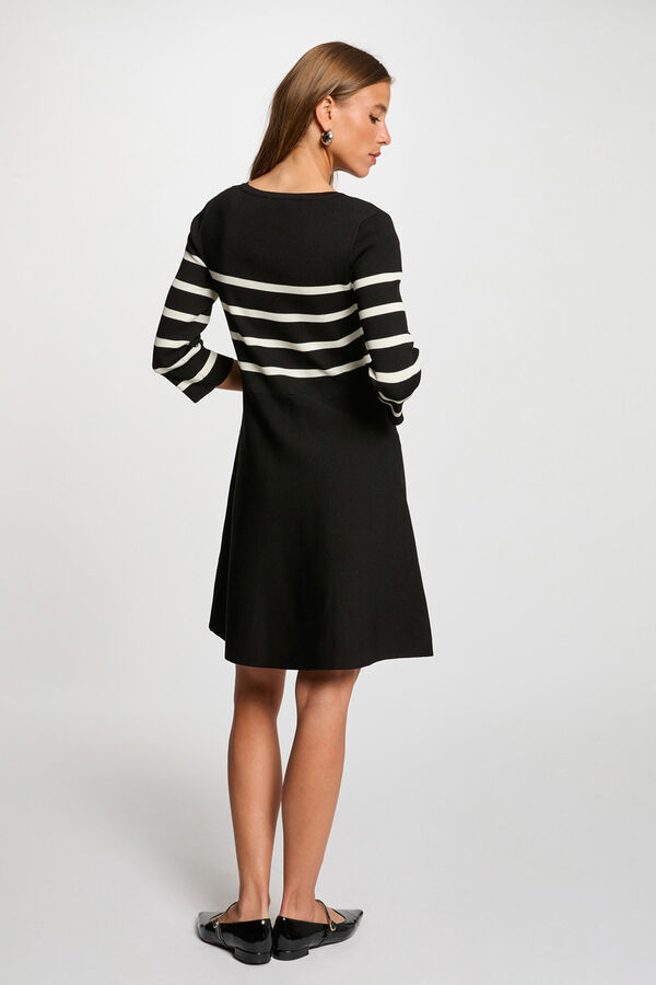 Morgan Vestido de malha trapézio riscas Preto