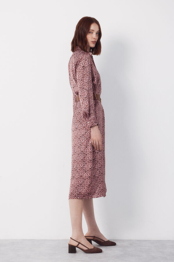 Cortefiel Satin shirt dress Printed purple