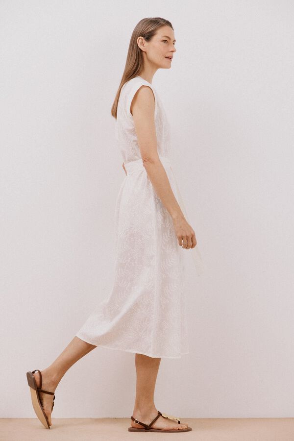 Cortefiel Matching embroidered dress White