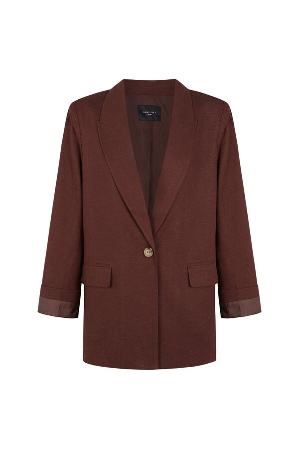 Cortefiel Blazer em linho Castanho