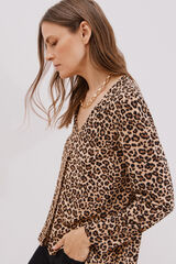 Cortefiel fluid pleated top Printed beige