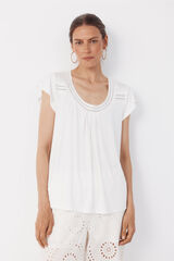 Cortefiel Trimmed neckline T-shirt White