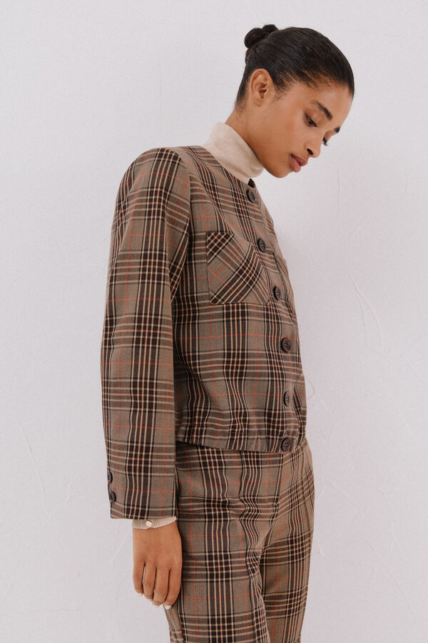 Cortefiel Checkered jacket Nude