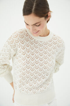 Cortefiel Open-knit jumper Ivory
