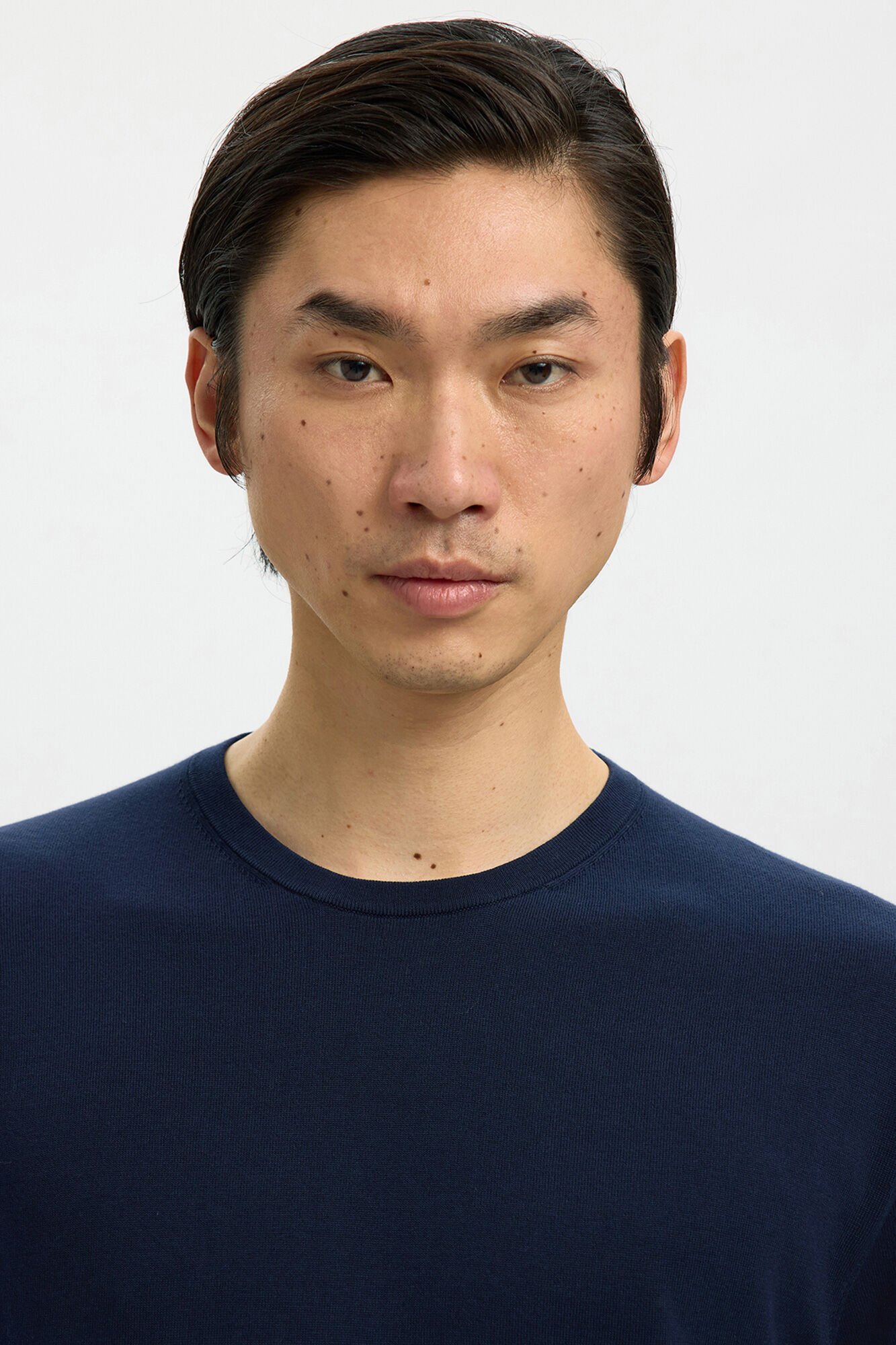 Selected T-shirt manga curta para homem em malha lisa