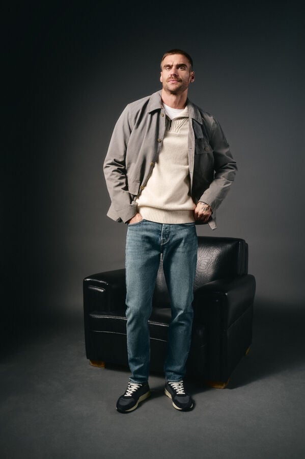 OOTO Jersey cuello polo cremallera algodón Beige