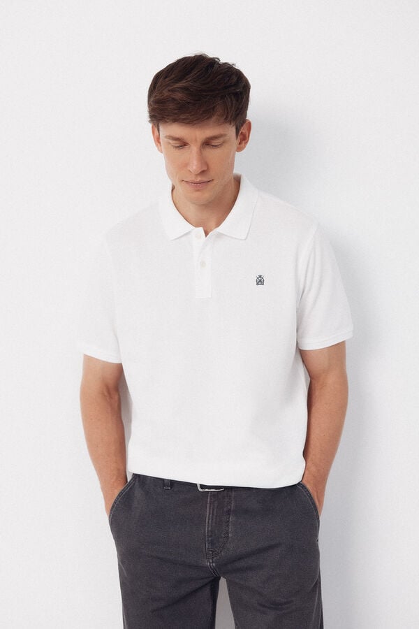 Cortefiel Basic piqu&eacute; polo shirt White