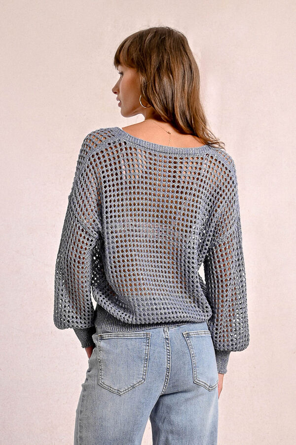 Molly Bracken Jersey de manga larga en tejido crochet Azul