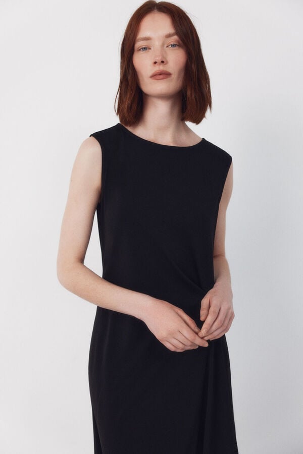 Cortefiel Side knot dress Black