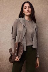 Slowlove Top com estrutura de riscas Cinzento