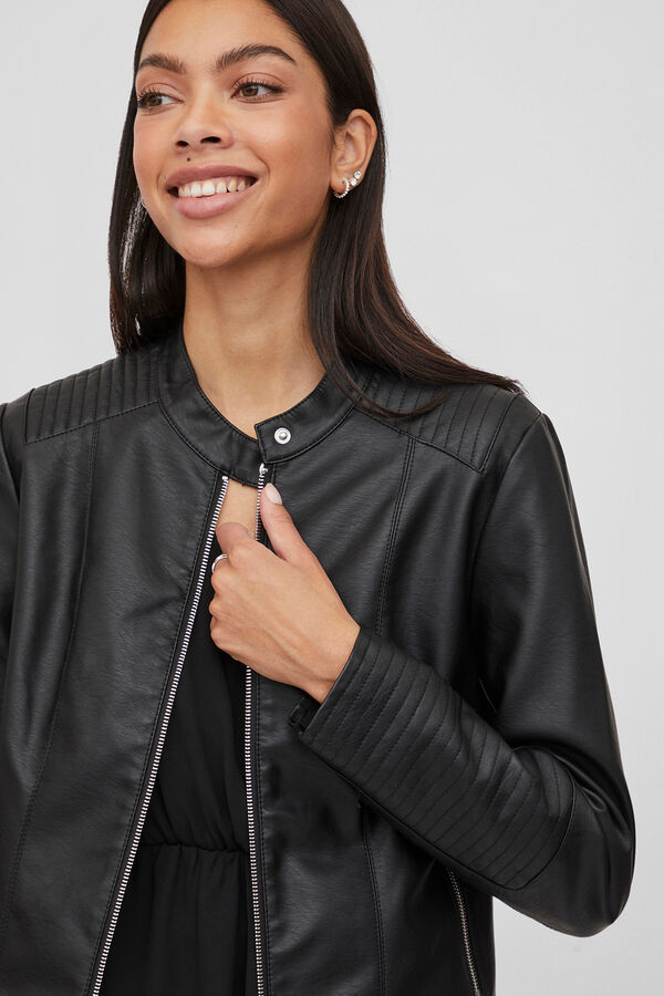 Vila Chaqueta biker polipiel Negro