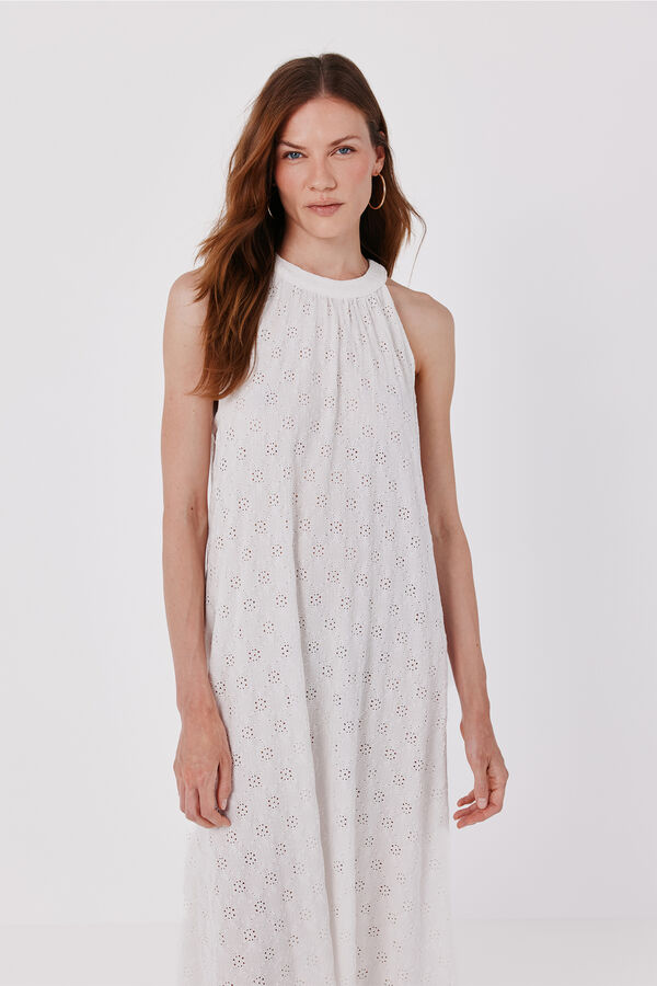Cortefiel Vestido halter Ecru