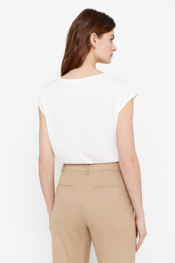 Cortefiel Kersey-knit top with chain detail White