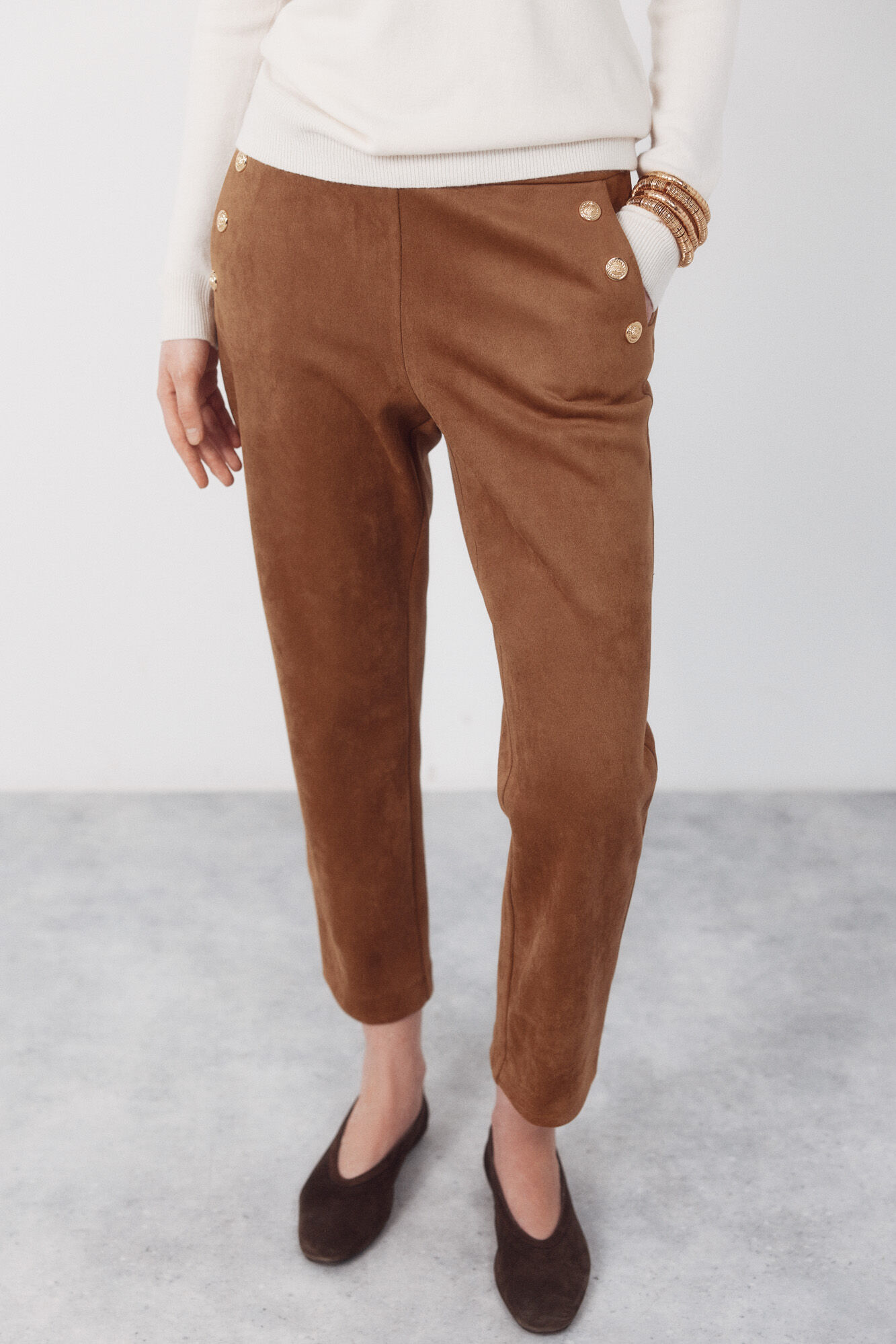 Cortefiel Suede buttons -up trousers
