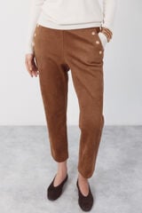 Cortefiel Suede buttons -up trousers Beige
