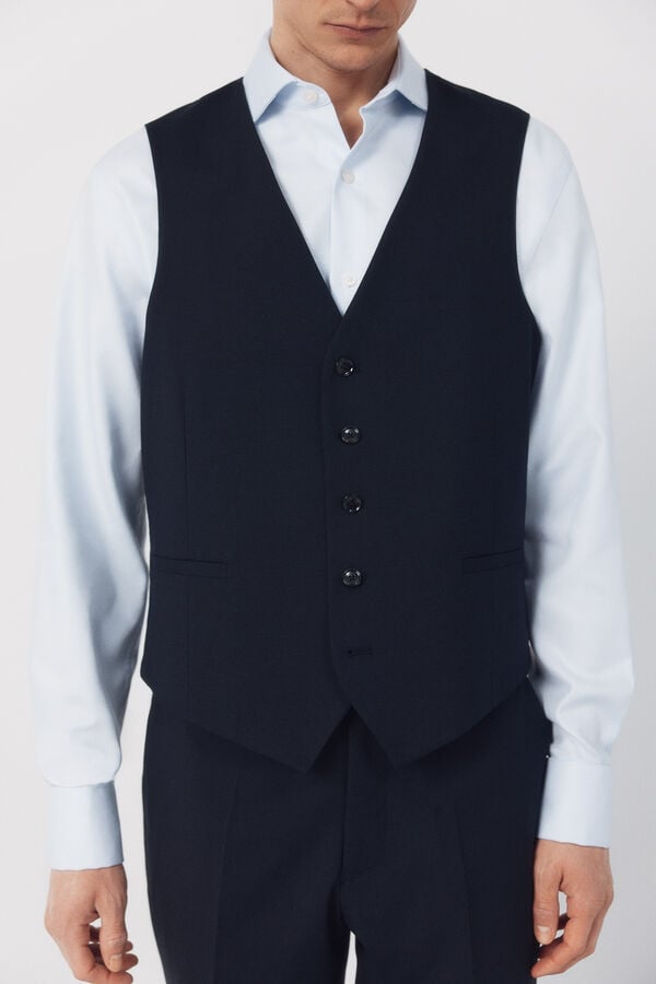 Cortefiel Dynamic blue plaid vest Navy