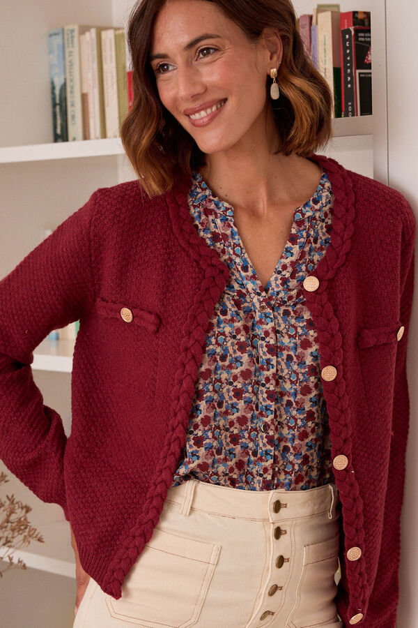 Cortefiel Eloise Short Cardigan Printed red