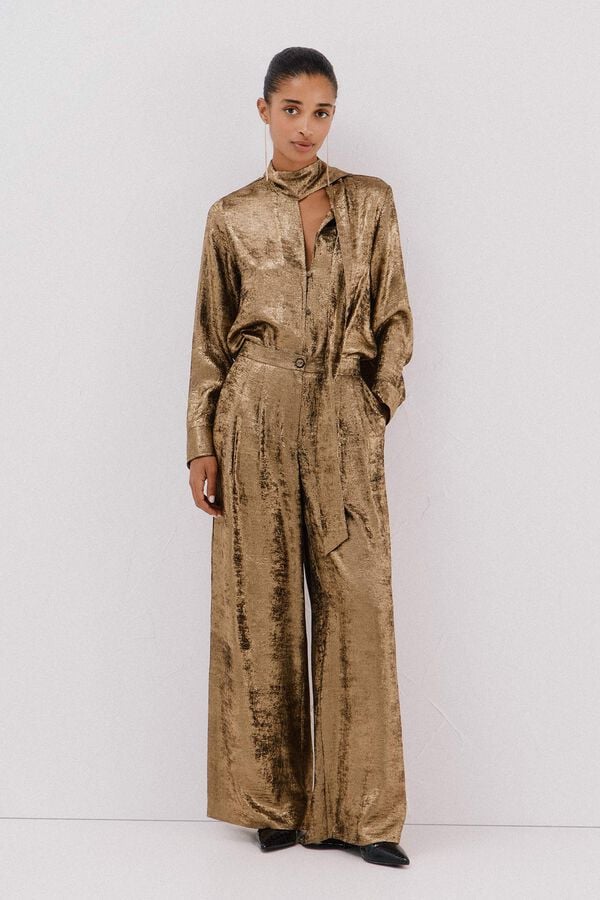 Cortefiel Gold palazzo pants Gold