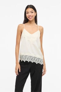 Vila Top de lingerie acetinado com renda