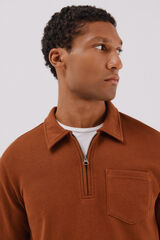 Cortefiel Polo shirt neck sweatshirt  Camel