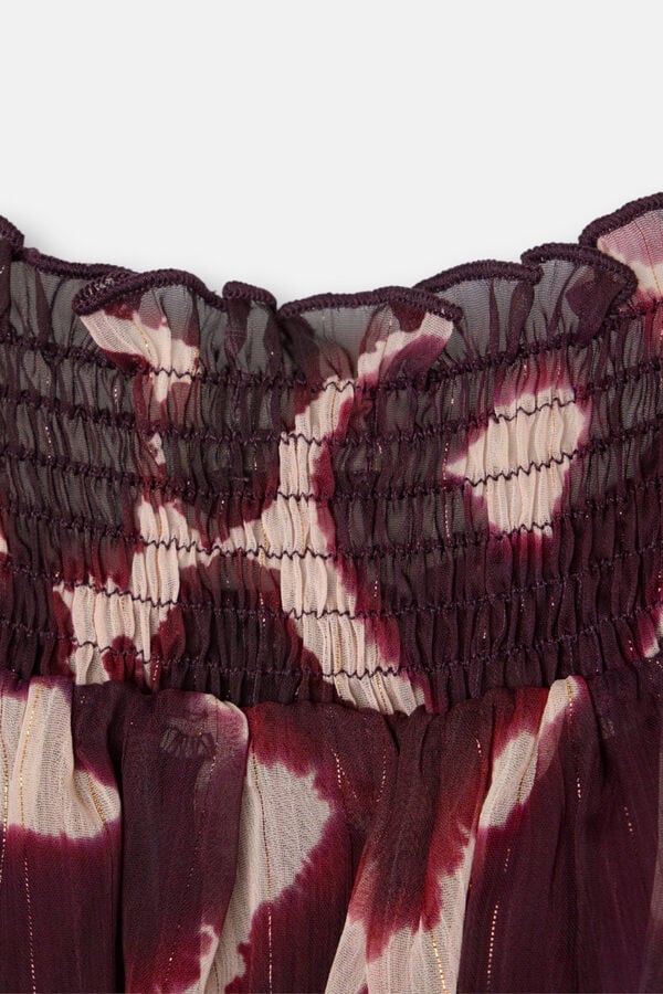 Silbon Blusa franzida estampada Castanho