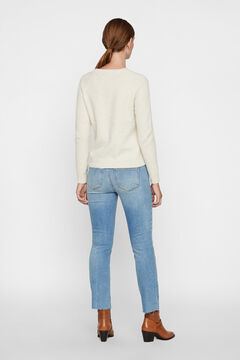 Cortefiel Recycled polyester crew neck jumper Stone