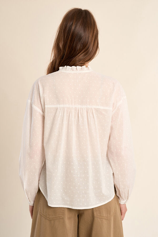 Molly Bracken Blusa de manga comprida com flores bordadas Branco