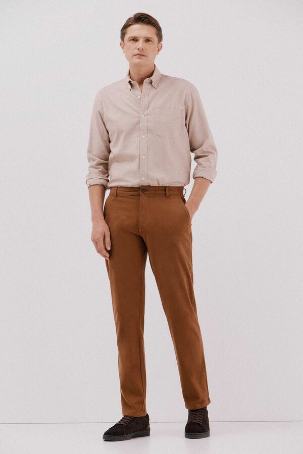 Cortefiel Washed chinos pants Brown