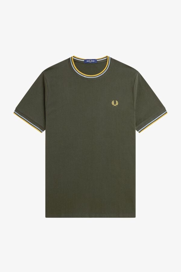 Fred Perry T-shirt com debruado com duas riscas Verde