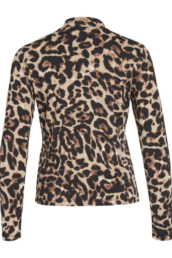 Vila Top manga larga leopardo Marrón