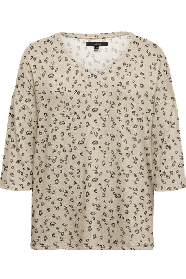 Vero Moda Curve T-shirt manga comprida tamanho grande Castanho