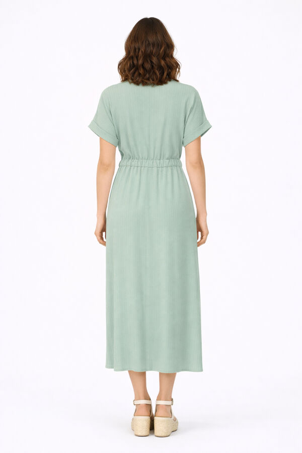 Vila Vestido midi de manga 2/4 em viscose Azul