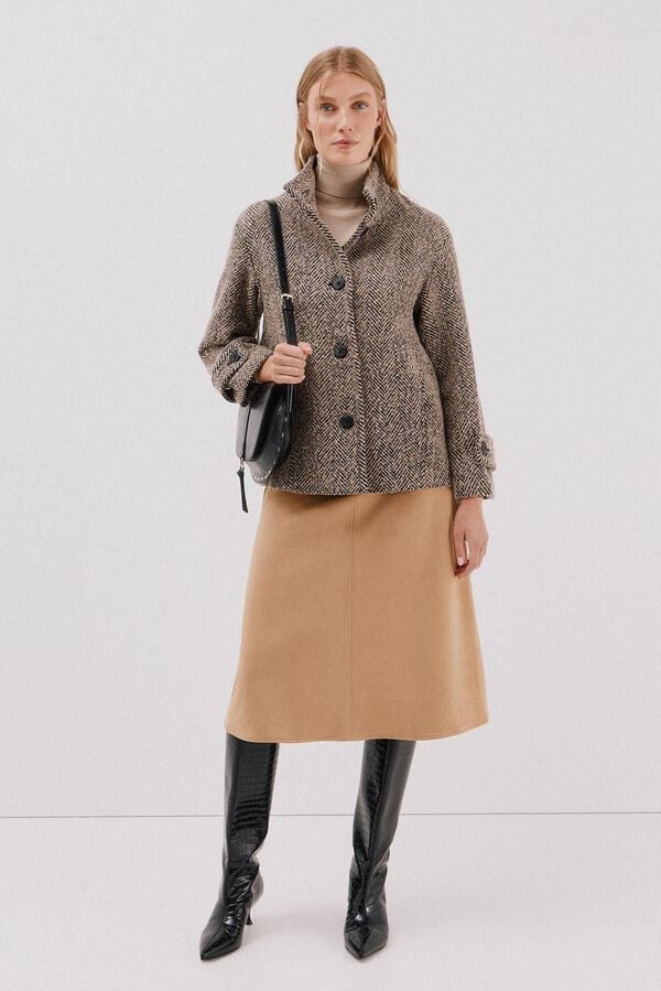 Cortefiel Suede cape skirt Beige