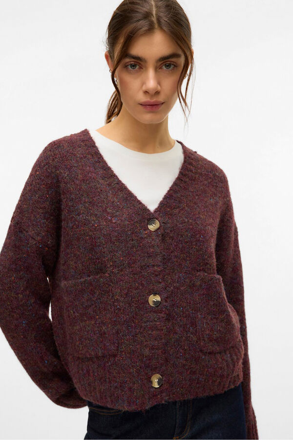 Vero Moda Casaco de malha curto de manga comprida com bolsos Roxo