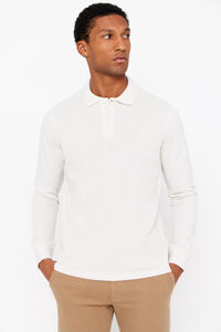 Cortefiel Essential long sleeved polo shirt Ivory
