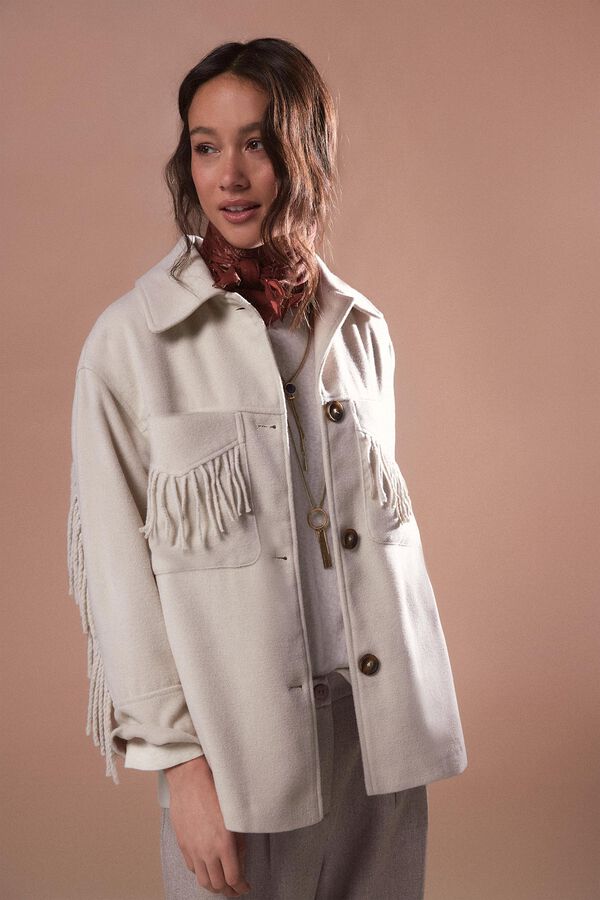 Slowlove Abrigo corto con flecos Beige