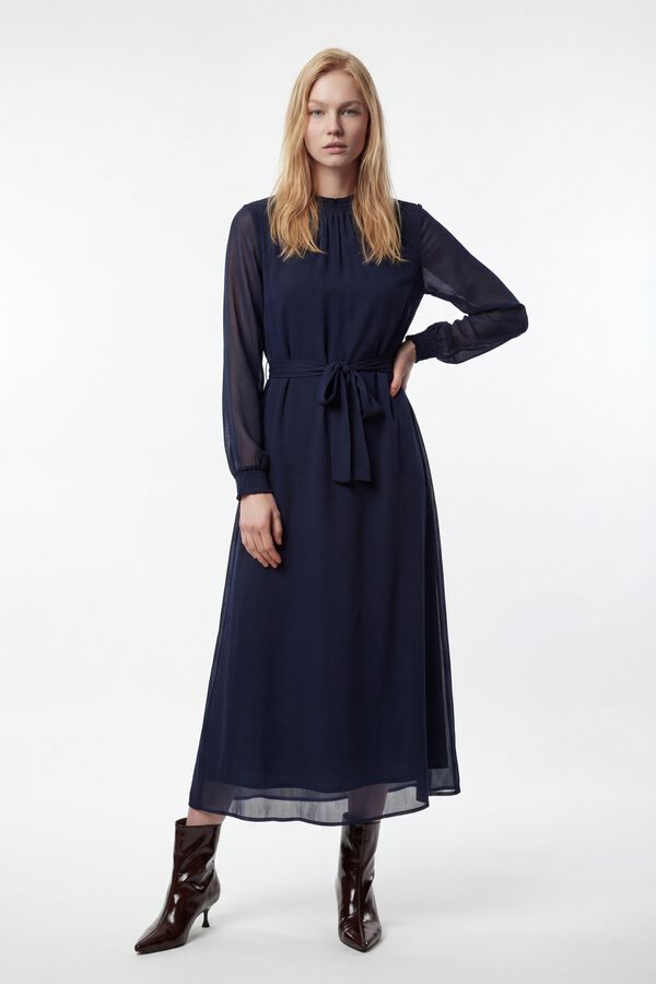 Vila Vestido midi em chiffon Azul