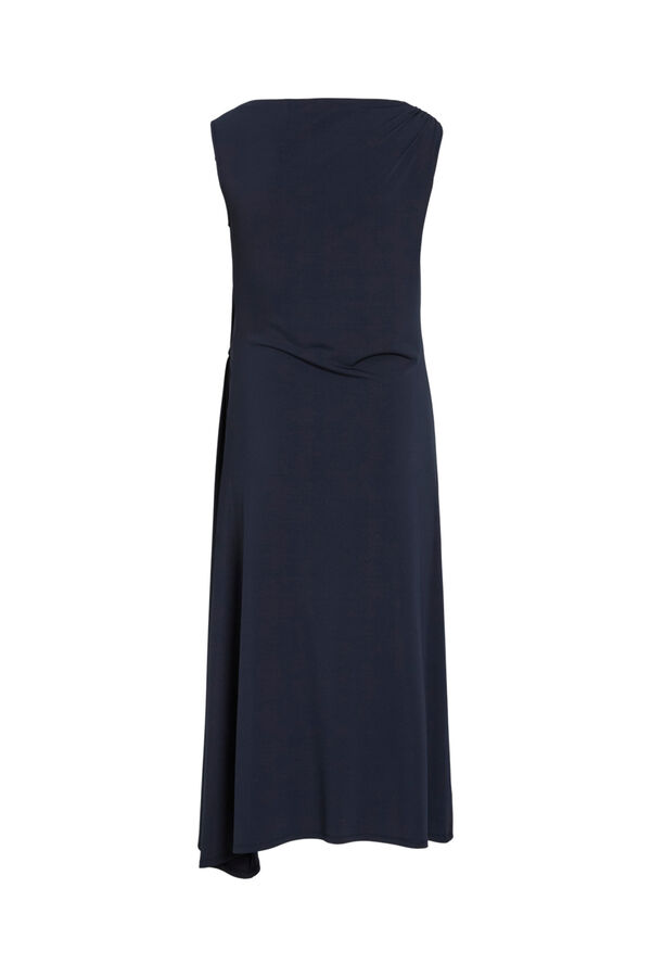 Vila Midi dress with side draping Navy