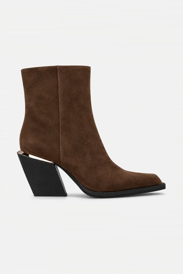 Alma en Pena Metallic leather ankle boot Dark brown