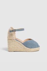 Cortefiel Bianca wedge sandal made in canvas Blue