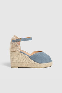 Cortefiel Bianca wedge sandal made in canvas Blue