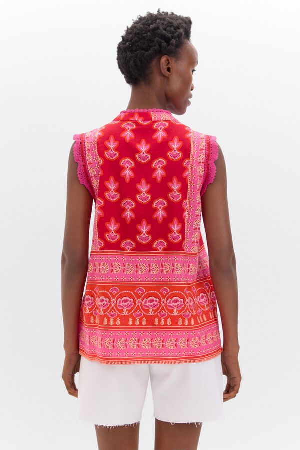 Cortefiel Blusa estampada bordado Multicolor