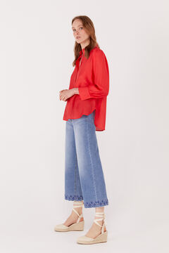 Cortefiel Embroidered palazzo fit jeans Blue jeans