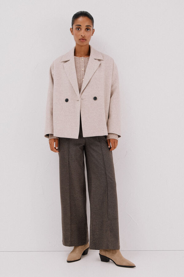 Cortefiel Short unstructured coat Ivory