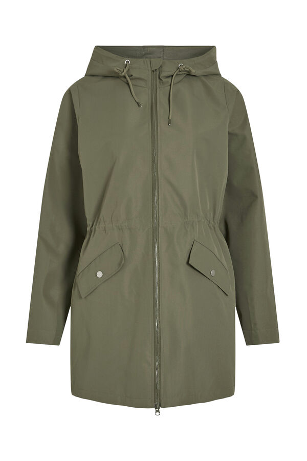 Cortefiel Parka 3/4 con capucha Verde