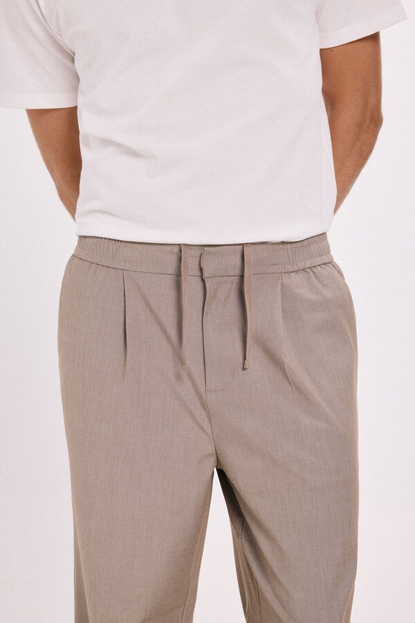 Jack & Jones Calça largas com pregas Tostado