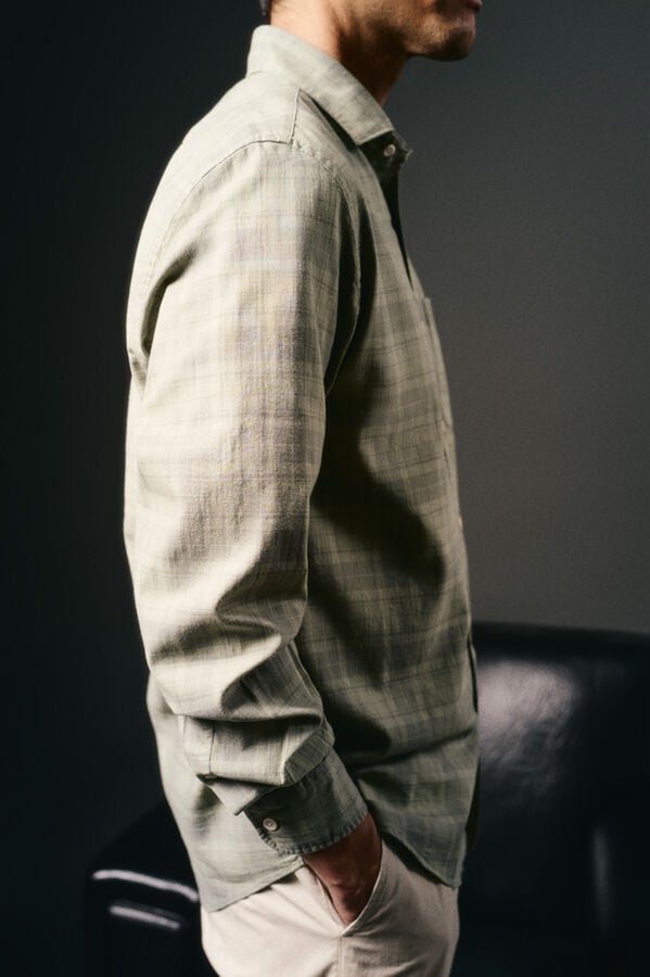 OOTO Camisa cuadro sobretintado Kaki