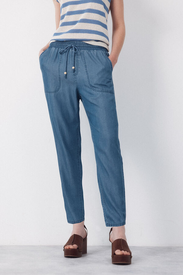 Cortefiel Tencel fluid trousers Blue