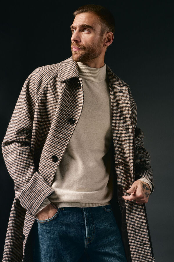 OOTO Sobretudo xadrez inglês Tostado