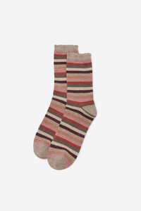 Cortefiel Multicoloured stripes Better Cotton long socks Maroon